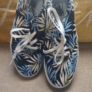Vans Black and Blue Leaf Print Sneakers